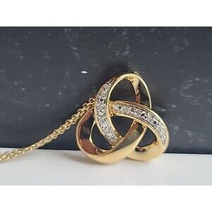 Vermeil 925 Diamond Chip Trinity Knot Pendant Necklace Vintage